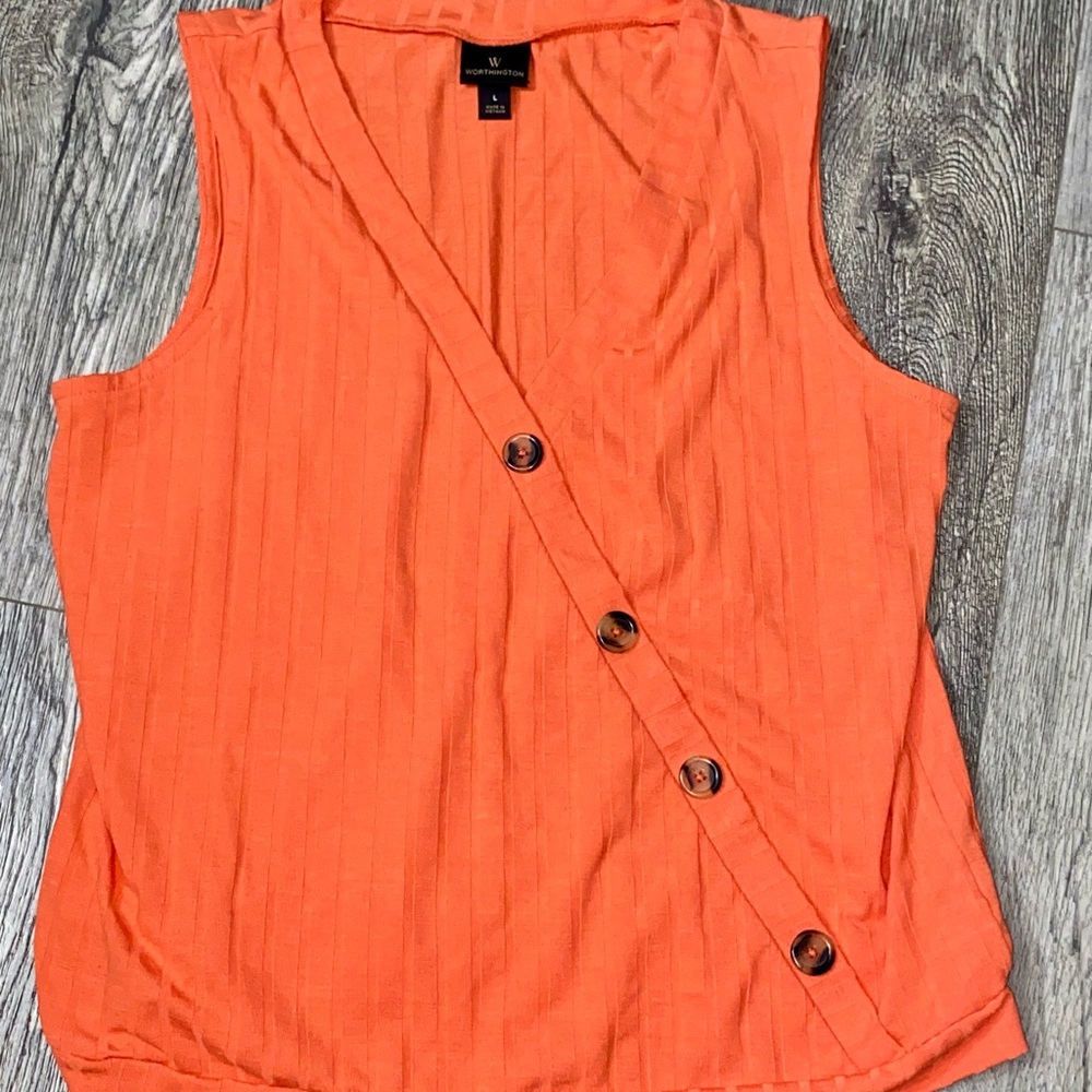Worthington Asymmetrical Orange Tank Top